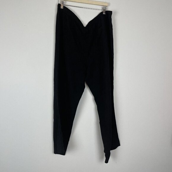 Calvin Klein Woman’s  Black Linen Blend Wide Leg Pants Elastic Waist Size 16W - Picture 5 of 8